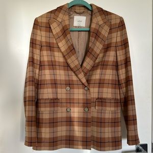 Wilfred Margaux Brown and Tan Check Blazer